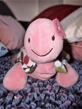 Cocalo Baby Turtle Plush Floral Flowers Pink Embroidery Eyes Stuffed Animal Toy